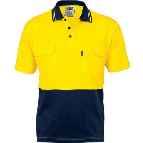 Hi Vis Short Sleeve Cotton Polo 2 Pkt - made by DNC