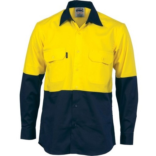 Hi Vis Long Sleeve Vented Cotton Shirt - made by DNC