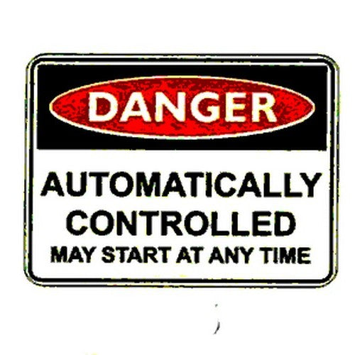 Metal 300x225mm Danger Automatically Cont Sign - made by Signage