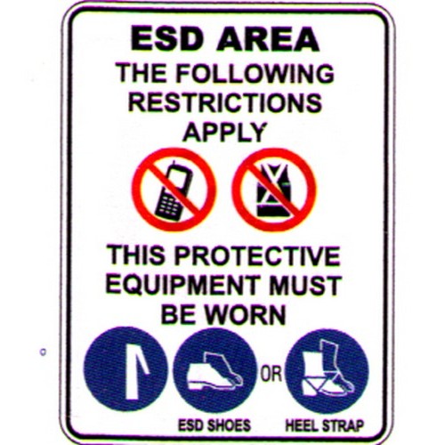 300x450mm Self Stick Esd Area......Must Be Worn Label - made by Signage