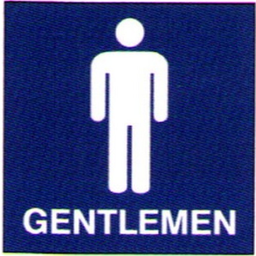 150x150mm Blue White Engraved Gentlemen Sign - made by Signage