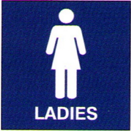 150x150mm Blue White Engraved Ladies Sign - made by Signage