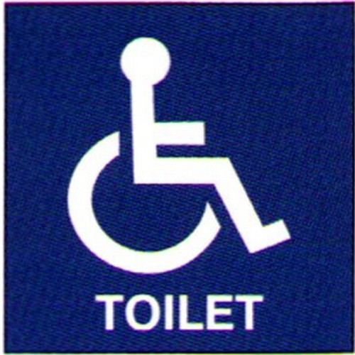 150x150mm Blue White Engraved Toilet Disabled Sign - made by Signage