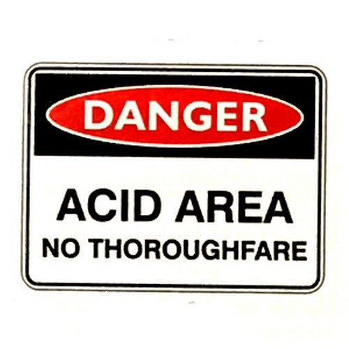 Metal 450x600mm Danger Acid Area No Thoroughfare Sign - made by Signage