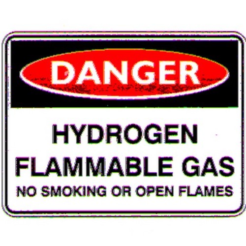 Metal 450x600mm Danger Hydrogen Flam Gas Sign - made by Signage