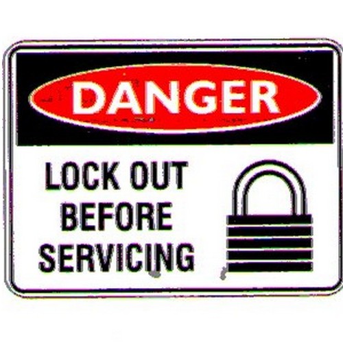 Pack Of 5 Self Stick 100x140mm Danger Lockout Servicing Labels - made by Signage