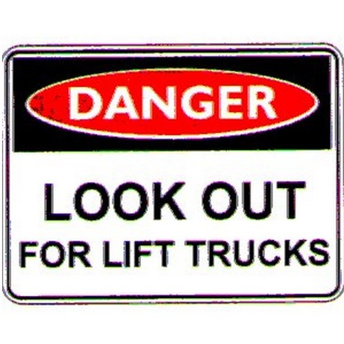 Plastic 450x600mm Danger Look Out For Lift Trucks Sign - made by Signage