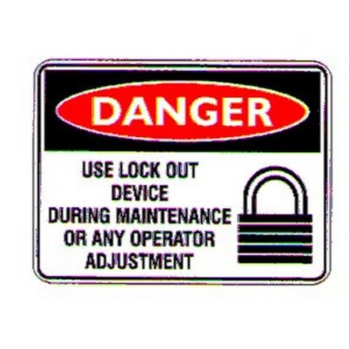 Plastic 225x300mm Danger Use Lock Device Etc Sign - made by Signage