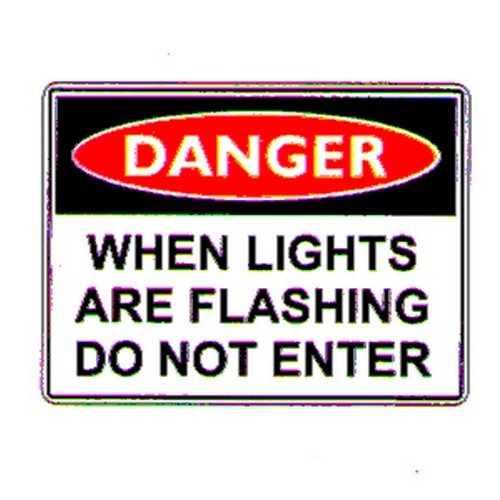 Metal 300x450mm Danger When Lights...Not Enter Sign - made by Signage