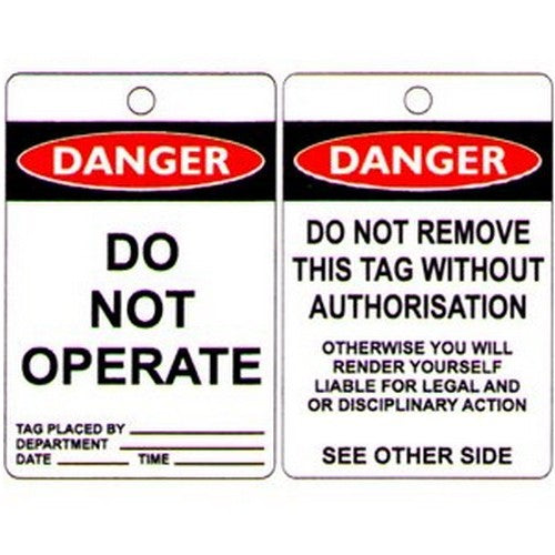 Pack of 100 100x1Danger Tag Do Not Operate - made by Signage