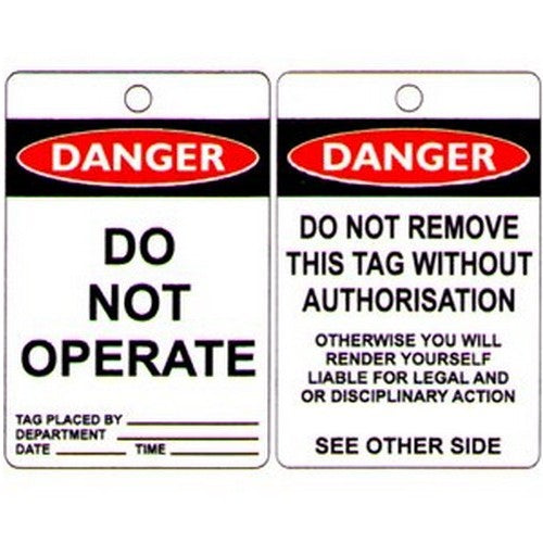 Pack of 100 100x150mm Danger Tag Do Not Operate - made by Signage