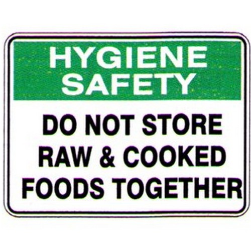 Plastic 225x300mm Do Not Store Raw And Cooked Foods Together Sign - made by Signage
