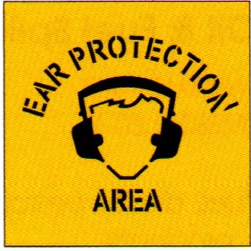 Poly 650x6Ear Prot AreaWith Picto Stencil - made by Signage