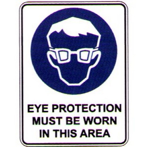 Pack of 5 Self Stick 55x90mm Picto Eye Protection Must Labels - made by Signage