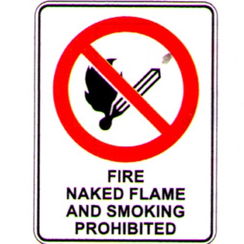Metal 300x450mm Fire Naked Flame And Etc Sign - made by Signage