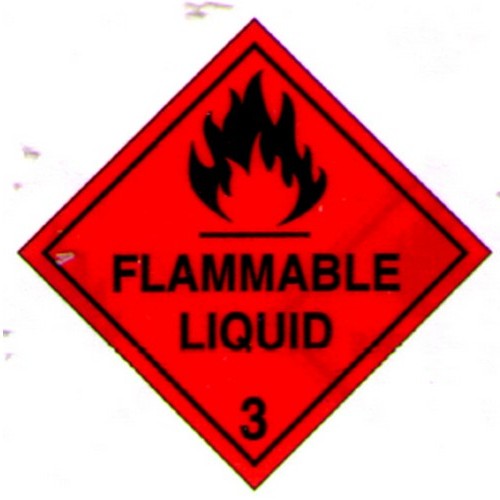 Roll of 1000 Self Stick Hazchem Flammable Liquid 100mm Paper Labels - made by Signage