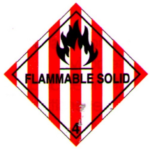 Roll of 1000 Self Stick Hazchem Flammable Solid 100mm Paper Labels - made by Signage