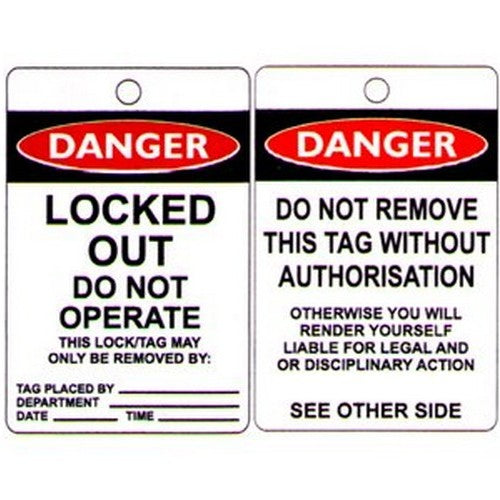 Pack of 100 100x1Danger Tag Locked Out Do - made by Signage