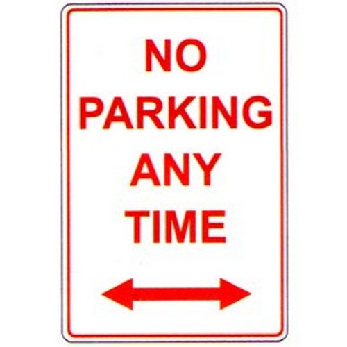 Metal 300x450mm No Parking Any Time D/Arrow Sign - made by Signage
