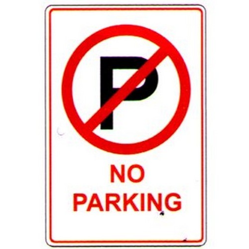 Metal 300x450mm No Parking With Symbol Sign - made by Signage