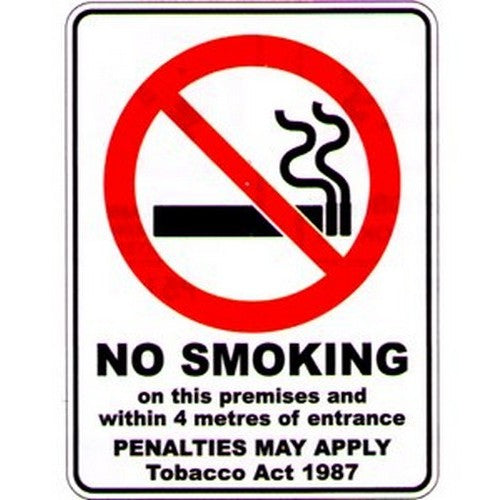 Metal 300x450mm No Smoking Within 4 Mtrs Etc. Sign - made by Signage