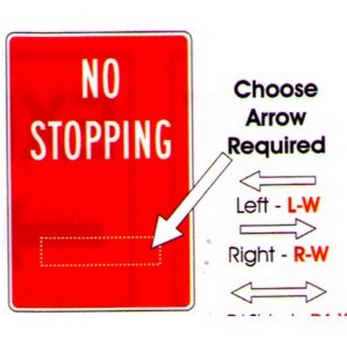 Metal 300x4No Standing At Any D Arrow Sign - made by Signage