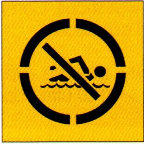 Poly 650x6No Swimming Picto Stencil - made by Signage