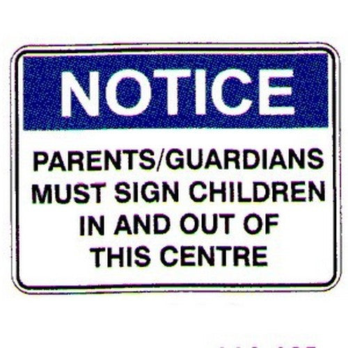 Plastic 225x300mm Notice Parents/Guardians Etc Sign - made by Signage