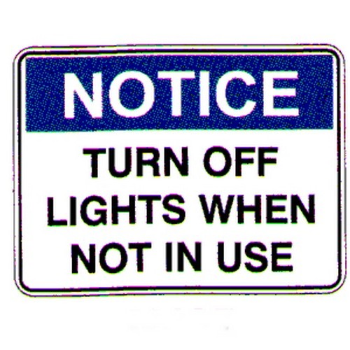 Plastic 225x300mm Notice Turn Off Light When Not Sign - made by Signage