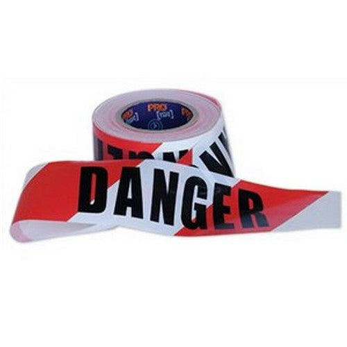 Danger Red White Tape - 100M Roll - made by PRO Choice