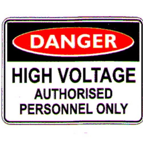Class 1 Reflective Metal 600x4Danger High Volt Authorised Persons - made by Signage