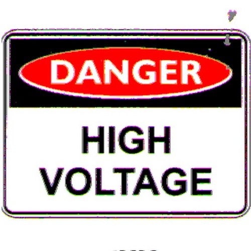 Class 1 Reflective Metal 600x4Danger High Voltage Sign - made by Signage