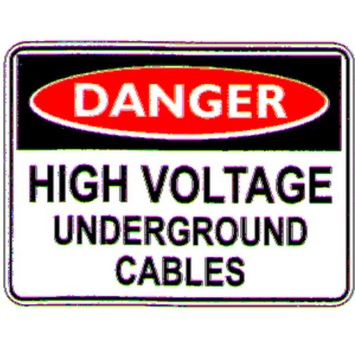 Class 1 Reflective Metal 600x450mm Danger High Voltage Under Ground Sign - made by Signage