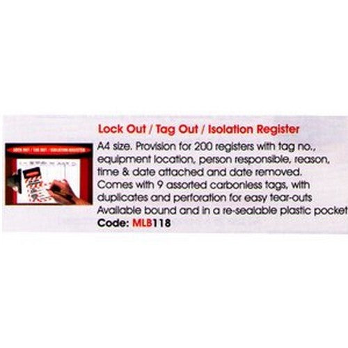 A4 Lockout/Tagout Reg. Log Book - made by Signage