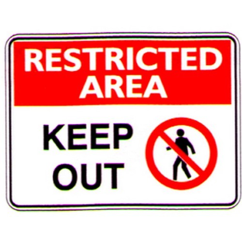 Metal 450x600mm Rest. Area Keep Out With Picto Sign - made by Signage