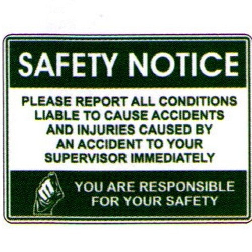 Plastic 450x600mm Safety Notice Please Report Sign - made by Signage