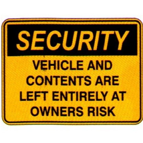 Metal 450x600mm Security Vehicles Sign - made by Signage