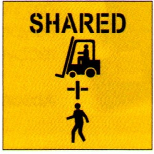 Poly 650x6Shared Fork & Ped Stencil - made by Signage