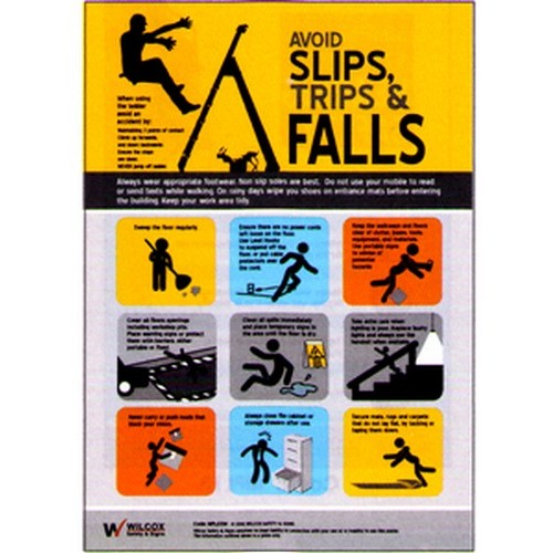 A3 Size Slips Trips Falls Poster - made by Signage