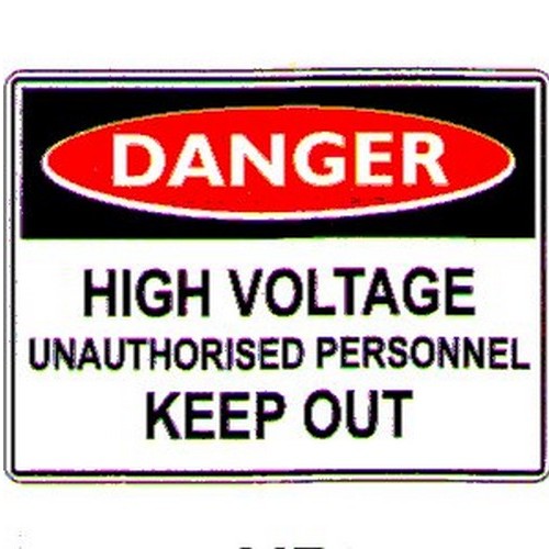 150x2Self Stick Danger High Voltage Unauth Label - made by Signage