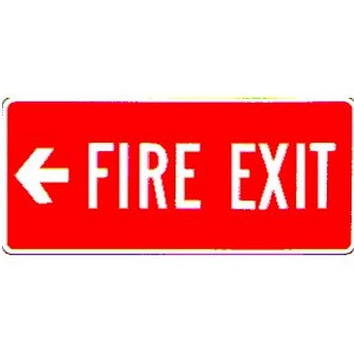 100x3Self Stick Fire Exit & Left Arrow Label - made by Signage