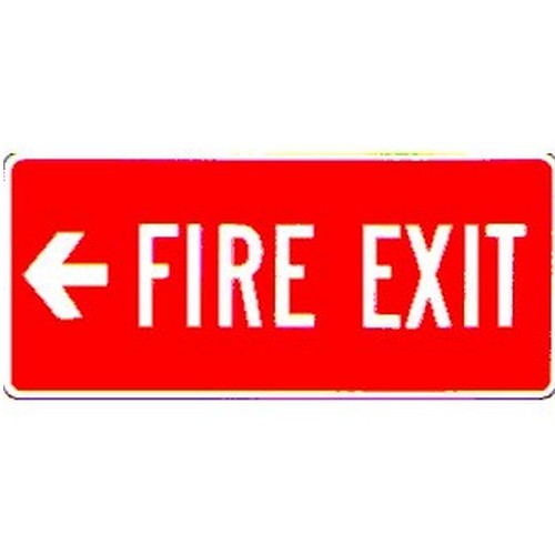 100x350mm Self Stick Fire Exit & Left Arrow Label - made by Signage