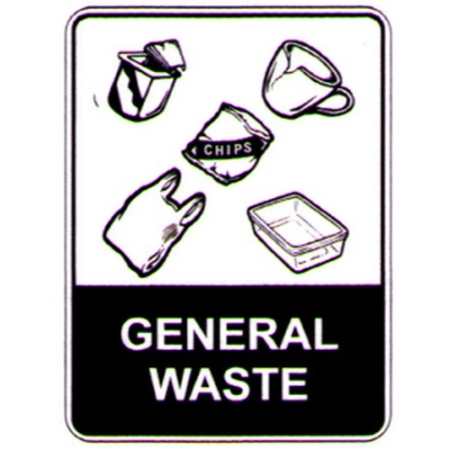 225x300mm Self Stick General Waste & Pictos Label - made by Signage