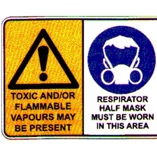 225x300mm Self Stick Warning Toxic Respirator Must. Label - made by Signage