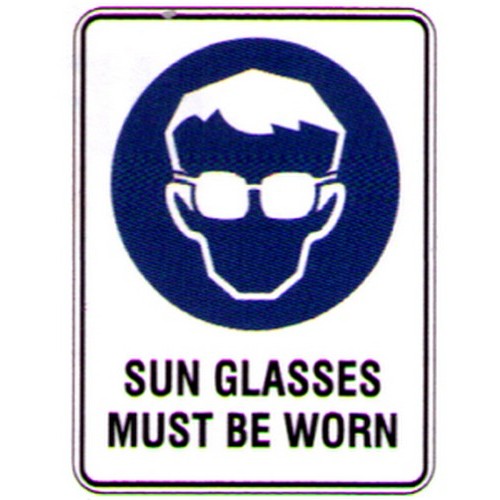 Metal 450x600mm Sun Glasses Must Be Worn Sign - made by Signage