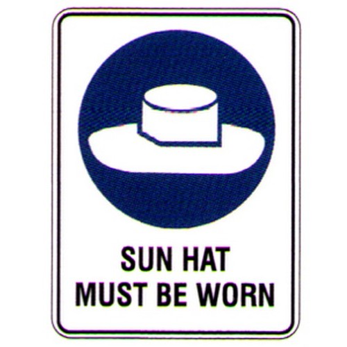 Metal 450x600mm Sun Hat Must Be Worn Sign - made by Signage