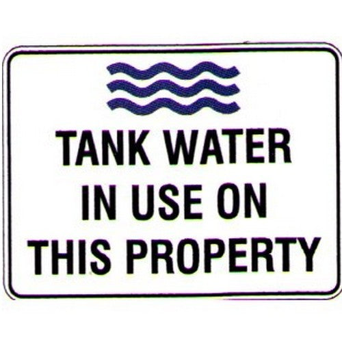 Flute 450x600mm Tank Water In Use Sign - made by Signage
