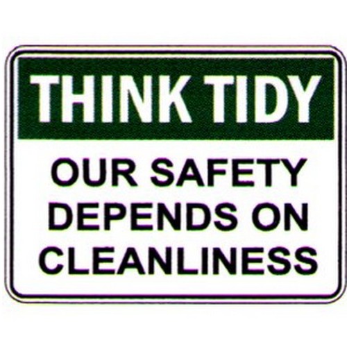 Plastic 225x300mm Think Tidy Our Safety Dep. Sign - made by Signage