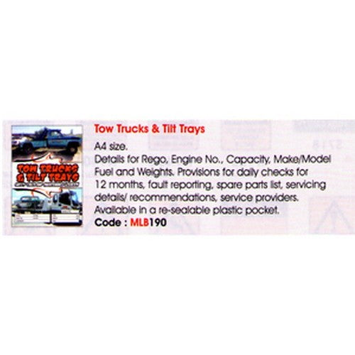 A4 Tow Trucks & Tilt Trays Log Book - made by B-PROTECTED