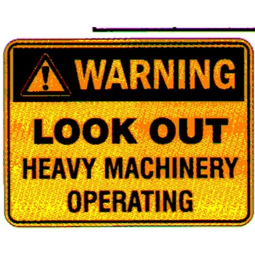 Class 1 Reflective Metal 600x4Warning HEAVY Mach Oper Sign - made by Signage